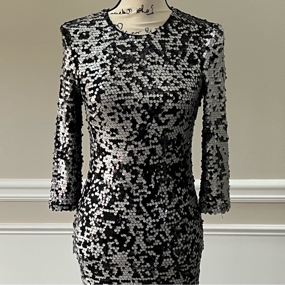 French Connection black/silver sequin dress.  Size 4.